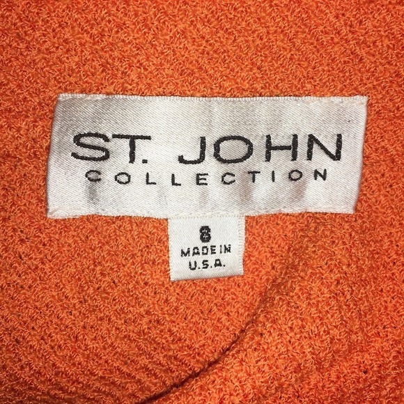 St. John Size 8 Orange Santana Short Sleeve Cardigan Sweater - Picture 3 of 4